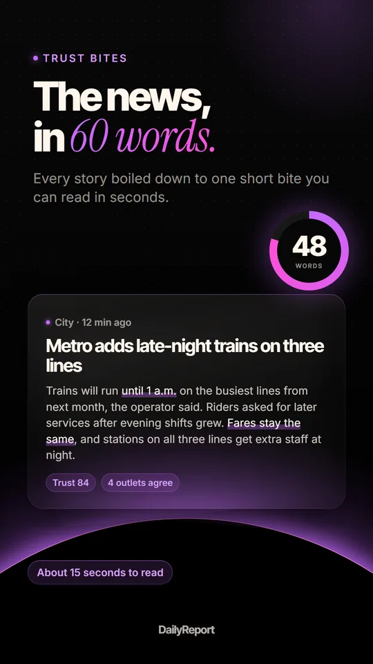 The news in up to 80 words: a 48-word story card